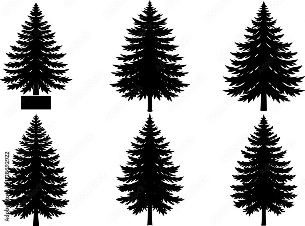 set of christmas tree silhouette vector illustration set of christmas tree silhouette vector illustration