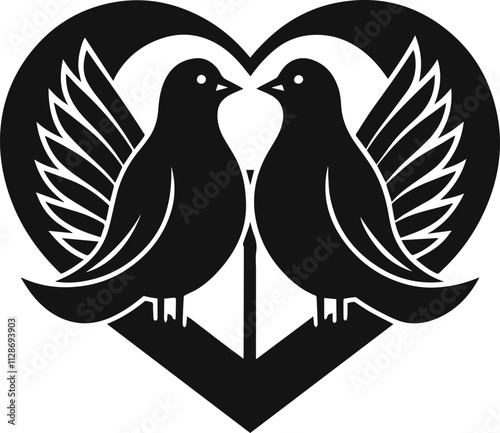 pair of birds silhouette vector illustration photo