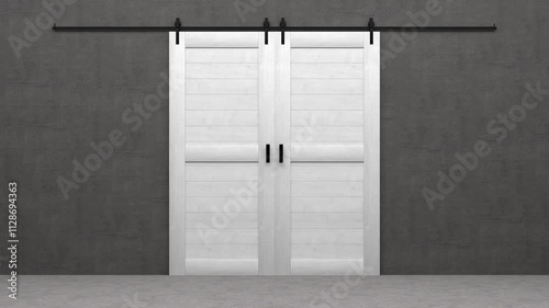 open sliding door with bluescreen in the background - 3D Rendering 4k