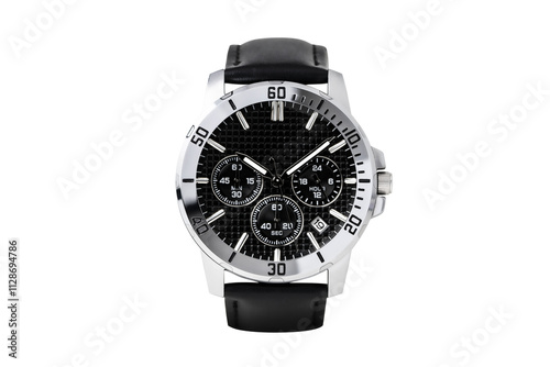 Luxury watch isolated on white background. With clipping path for artwork or design. Black..