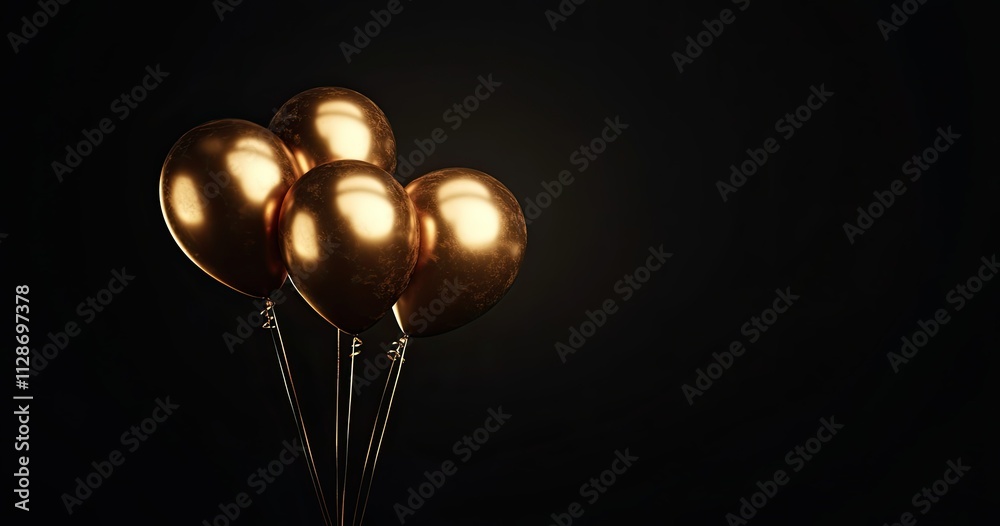 Golden Balloons on Black Wall for Event Banner Design Golden Balloons on Black Wall for Event Banner Design