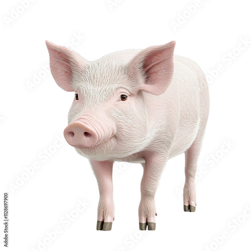 Pink piglet on white background livestock farming agriculture cute animal pig domestic animal 3D render realistic illustration symbol of 2019 chinese new year photo