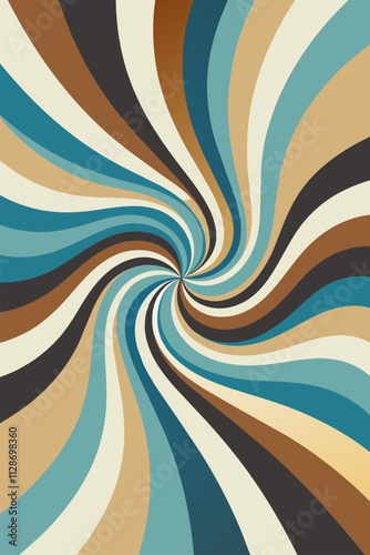 Retro swirling design with orange and teal colors creates a vintage and abstract background, perfect for adding a touch of nostalgia to any project