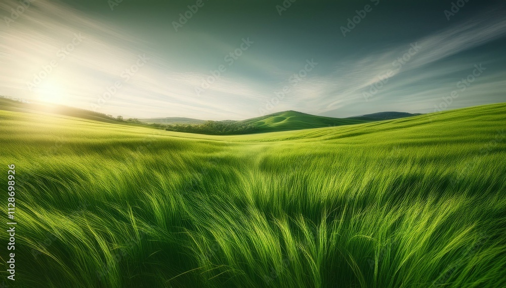 green field and blue sky