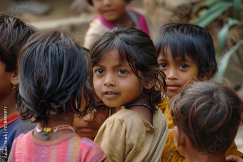 Unidentified Nepalese children in the village circa January 2017 in Kathmandu.