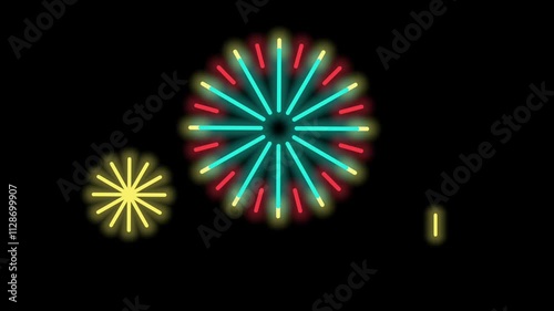 Modern and stylish explosive motion fireworks for video decoration. Pop-up line animation, Circle line stroke bursting, Geometric, Line burst elements