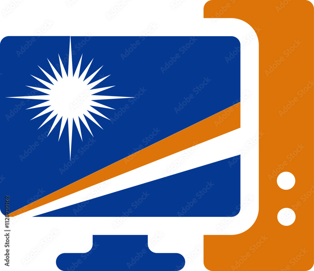 Fototapeta premium Monitor and CPU icon Marshall Islands Flag
