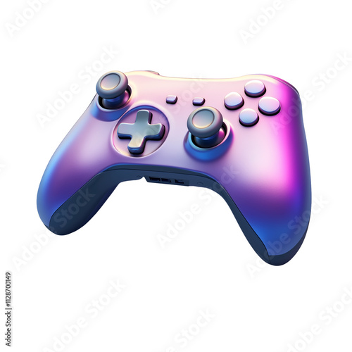 3D icon of purple pink gaming controller isolated on transparent background