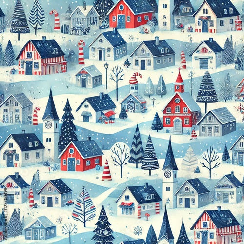 Watercolor Christmas Border with Green Pine Branches Red Berries on Textured Background Copy Space Holiday Art Concept