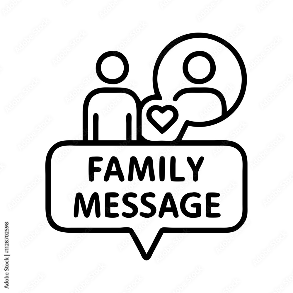 Fototapeta premium family message text icon, family day line art, family icon - simple black line art icon of family message text, symbolizing family day celebrations. family vector art.