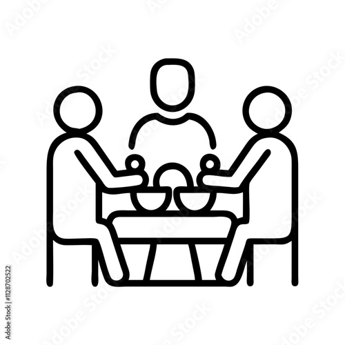 family meal blessing icon, family day line art, family icon - simple black line art icon of family meal blessing, symbolizing family day celebrations. family vector art.