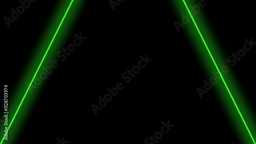 A futuristic motion graphic featuring green neon triangle endlessly zooming out over a black background. High-tech aesthetic ideal for club visuals, wallpapers, and music-themed