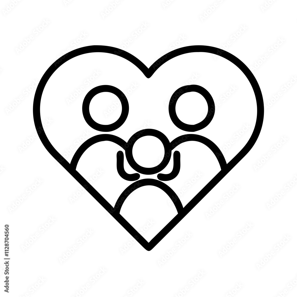 heart with family inside icon, family day line art, family icon - simple black line art icon of heart with family inside, symbolizing family day celebrations. family vector art. heart with family inside icon, family day line art, family icon - simple black line art icon of heart with family inside, symbolizing family day celebrations. family vector art.