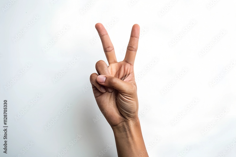Hand gesture peace sign on white background Hand gesture peace sign on white background
