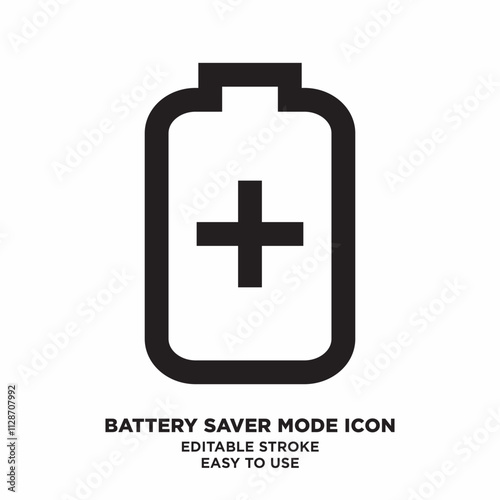 A flat design battery saver mode icon featuring a battery with a plus symbol, representing power-saving mode on devices photo