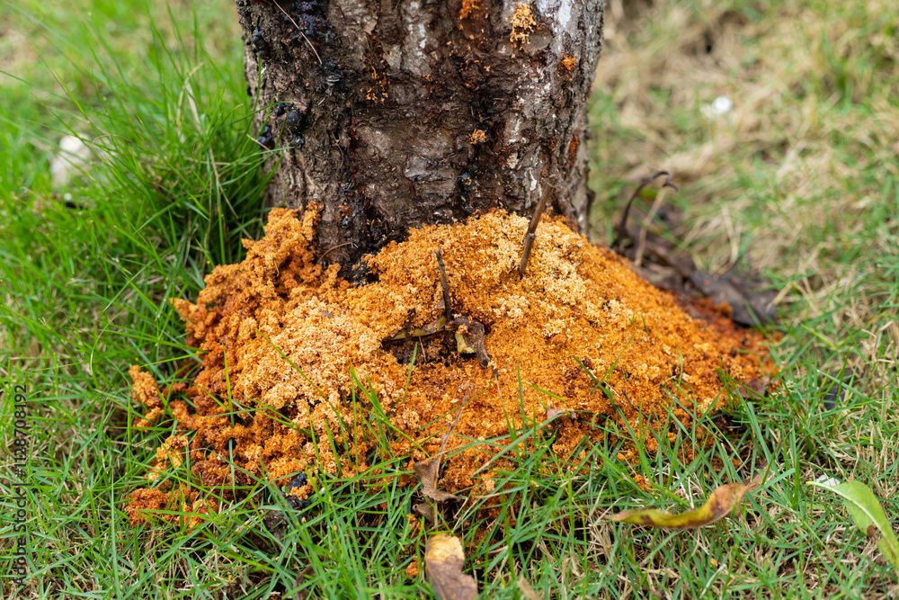 Obraz premium Peach tree roots corroded by pests