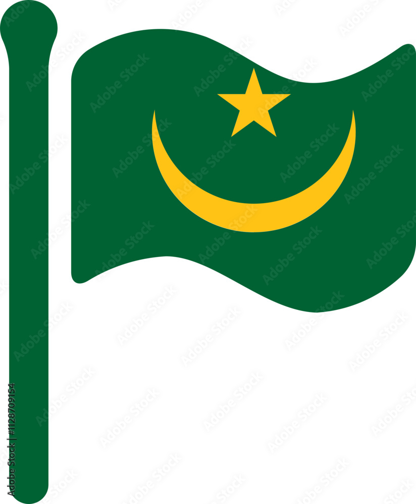 Mauritania Flag free flown Rounded icon Mauritania Flag free flown Rounded icon