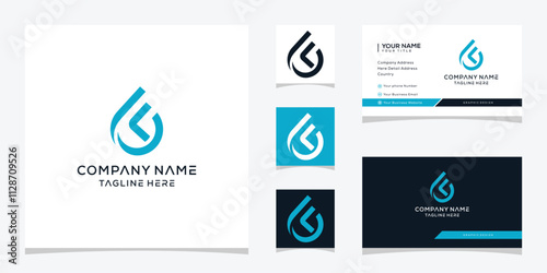 letter F flow water drops, logo design template, business card graphic background