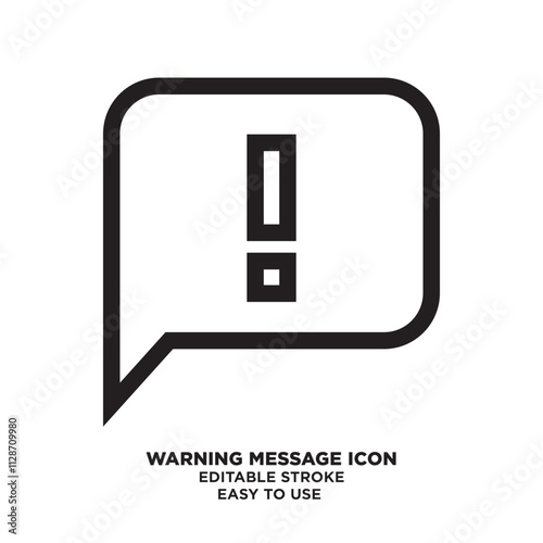 A flat design warning message icon with a speech bubble and an exclamation mark, symbolizing an alert or notification of importance. photo