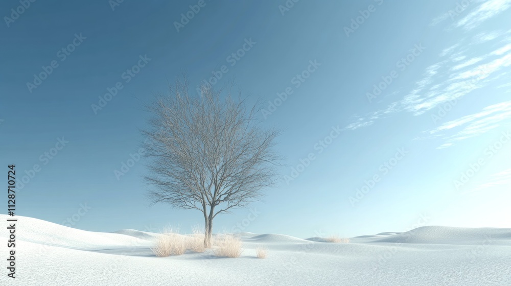 Lone Winter Tree in a Snowy Landscape Lone Winter Tree in a Snowy Landscape