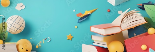 Banner background for back-to-school education. Generative Ai