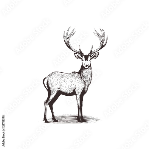 Christmas Deer Sketch Celebration Decoration Winter Event Festival of X-Mas
