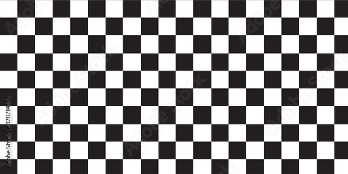 Black and white checker pattern vector illustration. Abstract checkered chessboard or checkerboard for game, grid with geometric square shape, race or rally flag and mosaic floor tile.