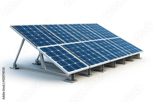 Solar panels isolated on a white backdrop, collecting sunlight at a sustainable energy source. Generative Ai