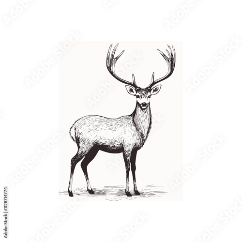 Christmas Deer Sketch Celebration Decoration Winter Event Festival of X-Mas
