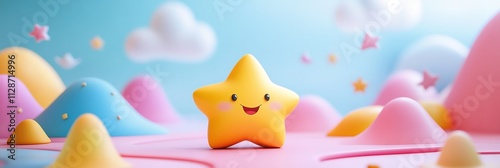 An upbeat yellow star character sits contentedly. Generative Ai