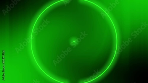 A futuristic motion graphic featuring green neon circles endlessly zooming out over a black and green gradient background. High-tech aesthetic ideal for club visuals, wallpapers, and music-themed