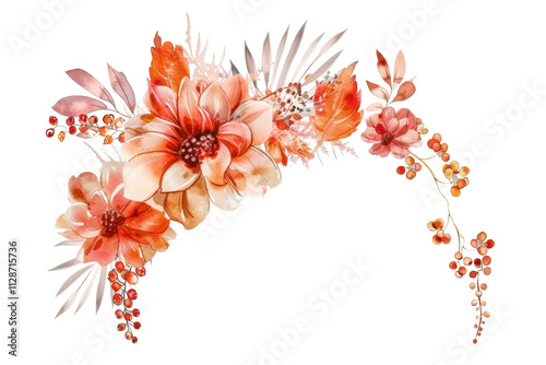 red spring flowers illustration watercolor style isolated on white or transparent png