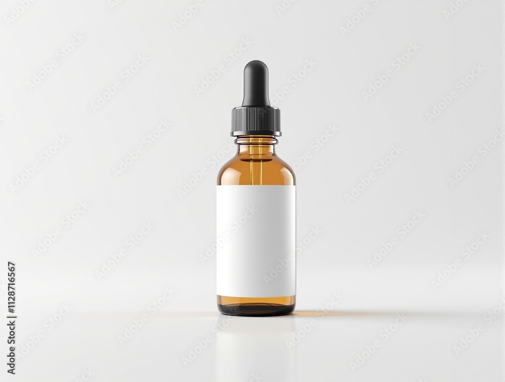 Fototapeta premium Clean and elegant amber glass dropper bottle mockup, elegant, fashionable, design, style