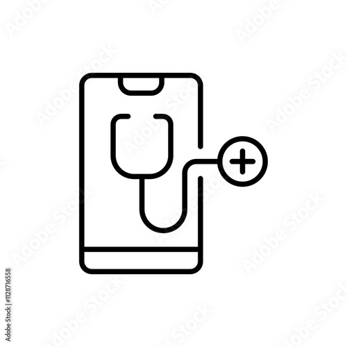 Online doctor outline icons, minimalist vector illustration ,simple transparent graphic element .Isolated on white background