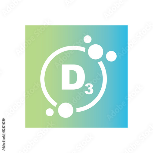 Vitamin D3 gold shining pill, capsule - icon, vector.