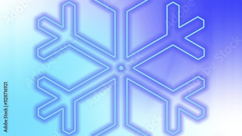A futuristic motion graphic featuring blue neon snowflake endlessly zooming out over a blue gradient background. High-tech aesthetic ideal for club visuals, wallpapers, and music-themed