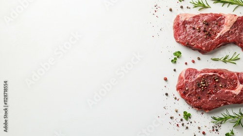 Wallpaper Mural Fresh cuts of meat with herbs and spices on a clean surface, ready for cooking. Torontodigital.ca