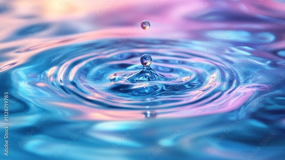 Water droplet impact creating vibrant ripples Water droplet impact creating vibrant ripples