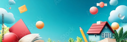 Banner background for back-to-school education. Generative Ai