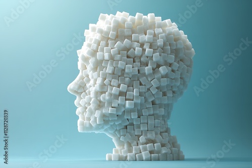 An imaginative 3D illustration of a human head silhouette. Generative Ai