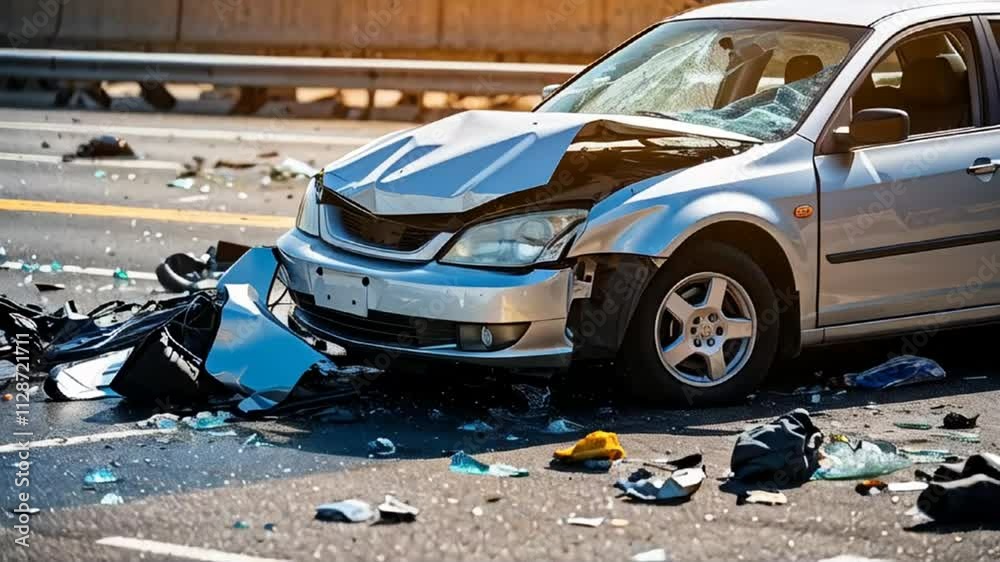 broken car on the road accident