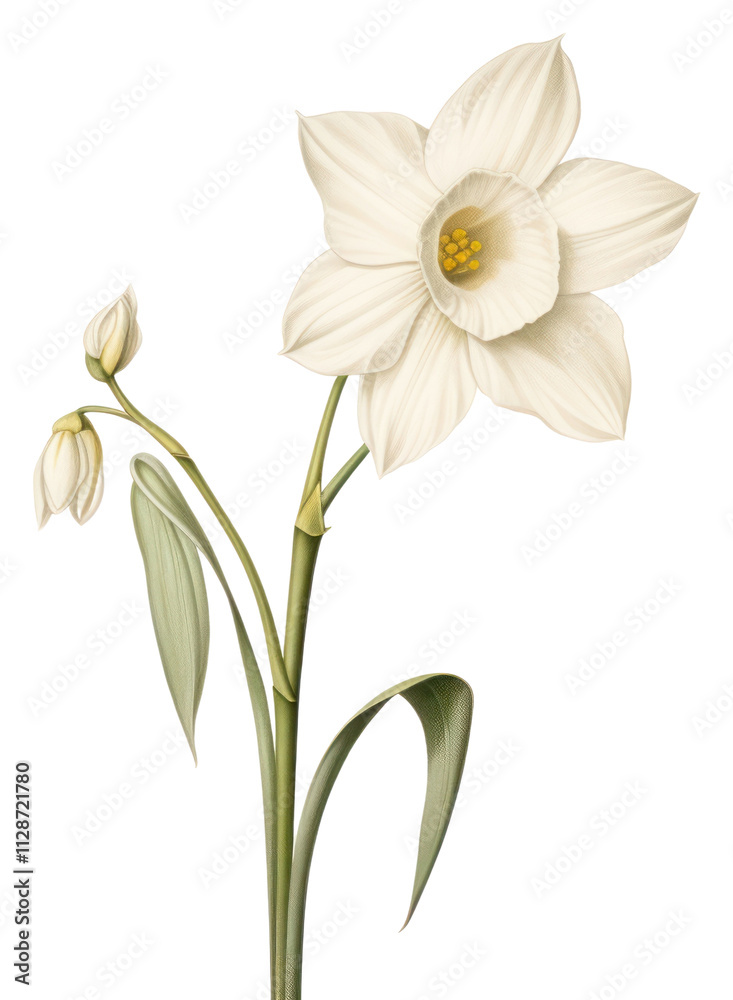 PNG Botanical illustration narcissus flower plant white. PNG Botanical illustration narcissus flower plant white.