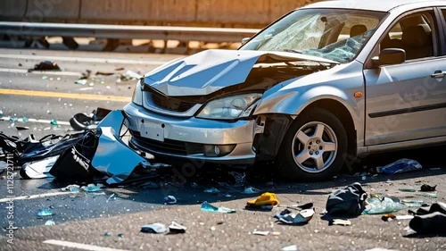 Wallpaper Mural broken car on the road accident Torontodigital.ca