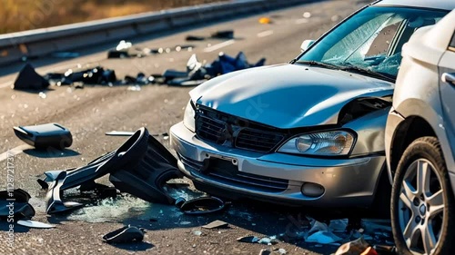 broken car on the road accident
