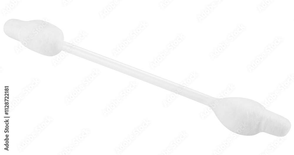 Cosmetic cotton swab with a limiter for small children ears isolated on a transparent background. Completely in focus. Cosmetic cotton swab with a limiter for small children ears isolated on a transparent background. Completely in focus.