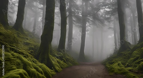 misty morning in the forest