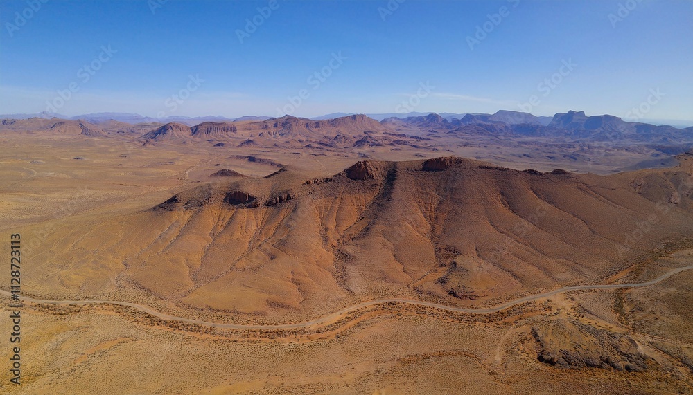 Fototapeta premium Aerial View of Majestic Mountains in a Desert Landscape