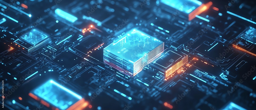 Fototapeta premium Isometric cloud storage application interface