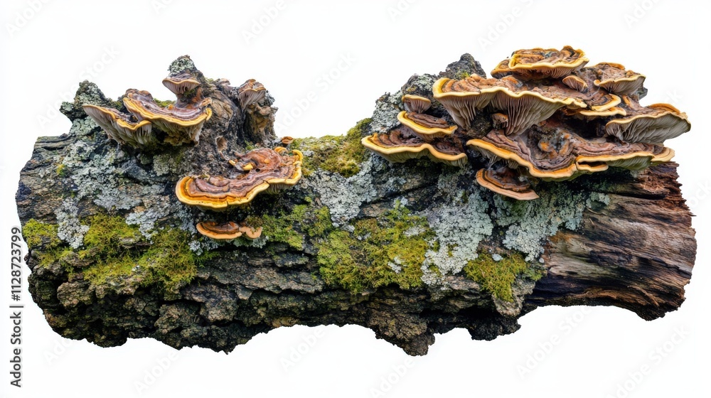 Colorful Fungi Growing On A Moss Covered Log Colorful Fungi Growing On A Moss Covered Log