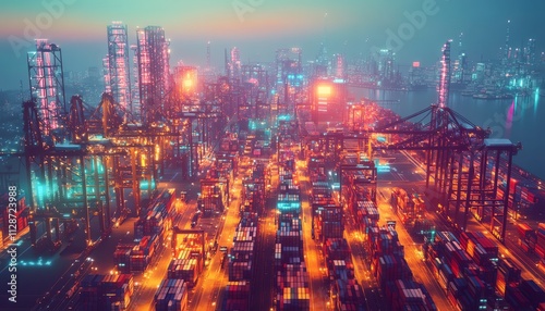 Wallpaper Mural Isometric view of a bustling global trade hub Torontodigital.ca